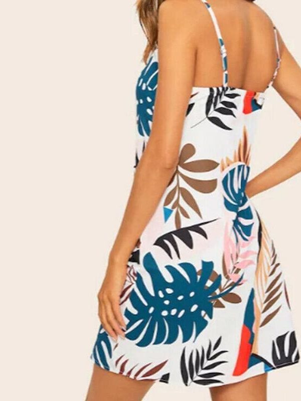 The Best Boho Women Summer Beach Sleeveless V-Neck Dress Fashion Ladies Casual Holiday Dress Floral Printed Sundress New Online - Takalr