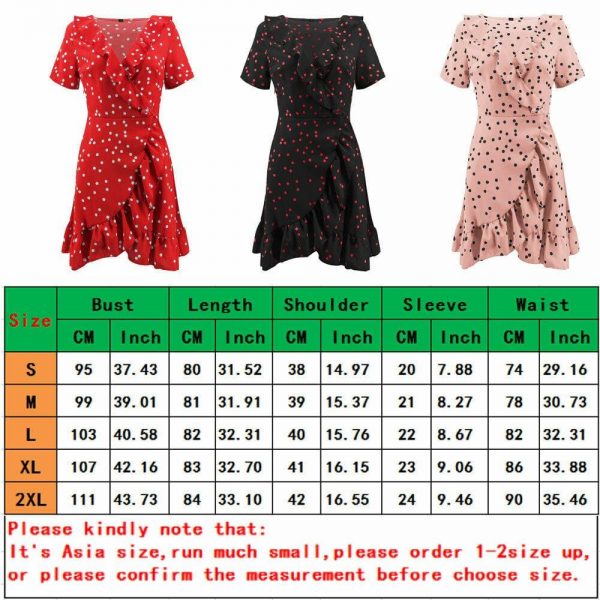 The Best Boho Women Summer Polka Dot Short Sleeve Deep V Neck Mini Dress Party Beach Holiday Sweet Ruffles Sundress Online - Takalr