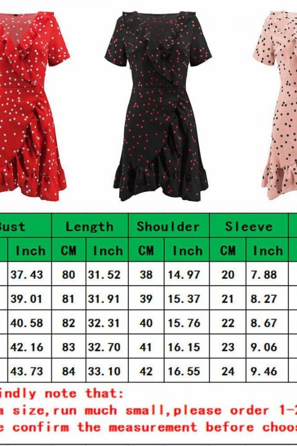 The Best Boho Women Summer Polka Dot Short Sleeve Deep V Neck Mini Dress Party Beach Holiday Sweet Ruffles Sundress Online - Takalr