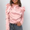 bow tied neck long sleeve t shirt women solid puff sleeve tee shirts tops elegant ladies basic top blusa feminino - Takalr