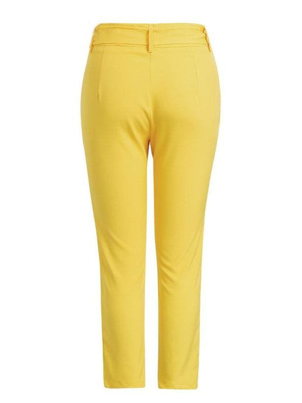 The Best Buckle belt trousers women pants loose work high waist suit pants Online - Takalr