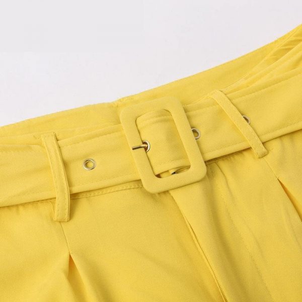 The Best Buckle belt trousers women pants loose work high waist suit pants Online - Takalr