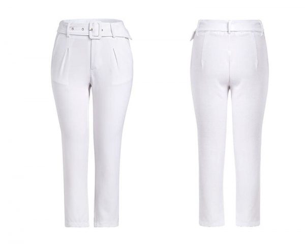 The Best Buckle belt trousers women pants loose work high waist suit pants Online - Takalr