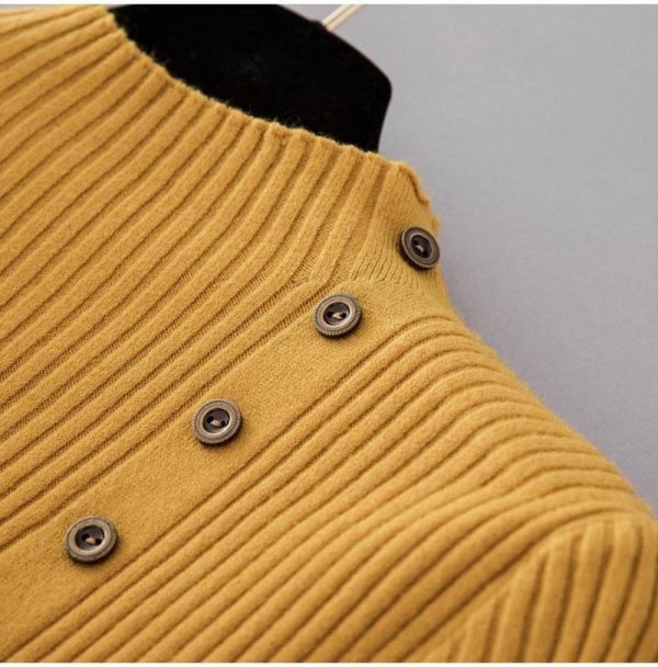 The Best Button Turtleneck Sweater Women Spring Autumn Knitted Pullover Sweater Online - Takalr