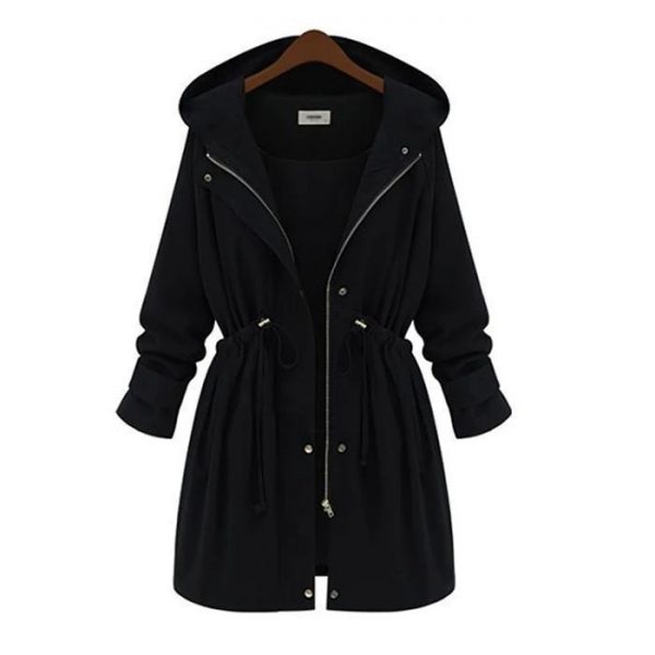 Slim Waist Hooded Coat Casual Outwear - Takalr