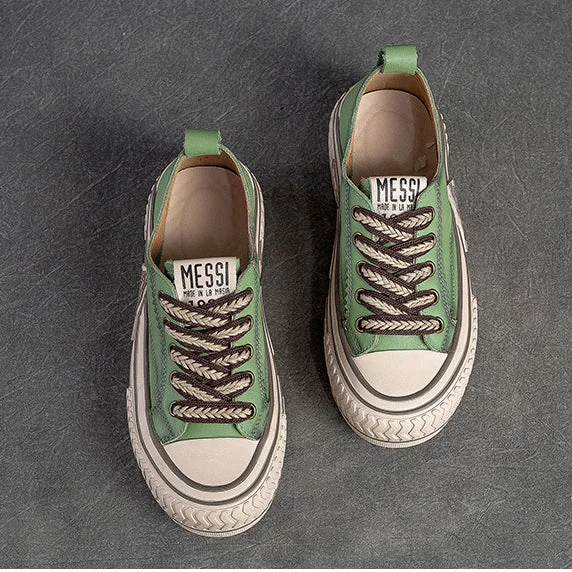 Spring New Flat Bottom Low-cut Color Rubbing Retro Front Tie Top Layer Leather Shoes - Image 19