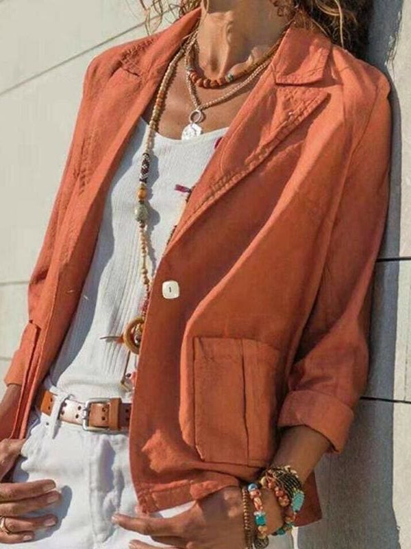 The Best Casual Blazer Women's One Button Slim Fit Casual Business Blazer Suit Ladies Work Formal Jacket Coat Outwear Tops Online - Takalr