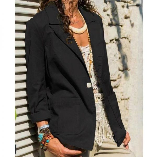 The Best Casual Blazer Women's One Button Slim Fit Casual Business Blazer Suit Ladies Work Formal Jacket Coat Outwear Tops Online - Takalr