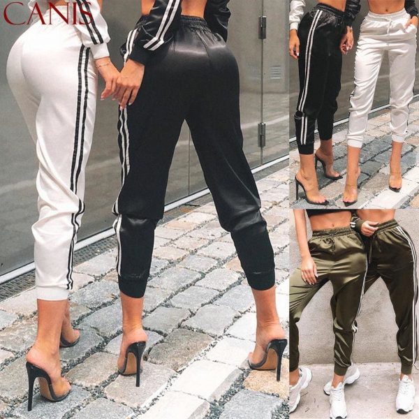 The Best Casual Sport Pants Women Fahion Comfy Fitness Pants Running Gym Sport High Waist Striped Track Jogging Pants Trousers Online - Takalr