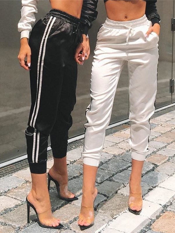 The Best Casual Sport Pants Women Fahion Comfy Fitness Pants Running Gym Sport High Waist Striped Track Jogging Pants Trousers Online - Takalr