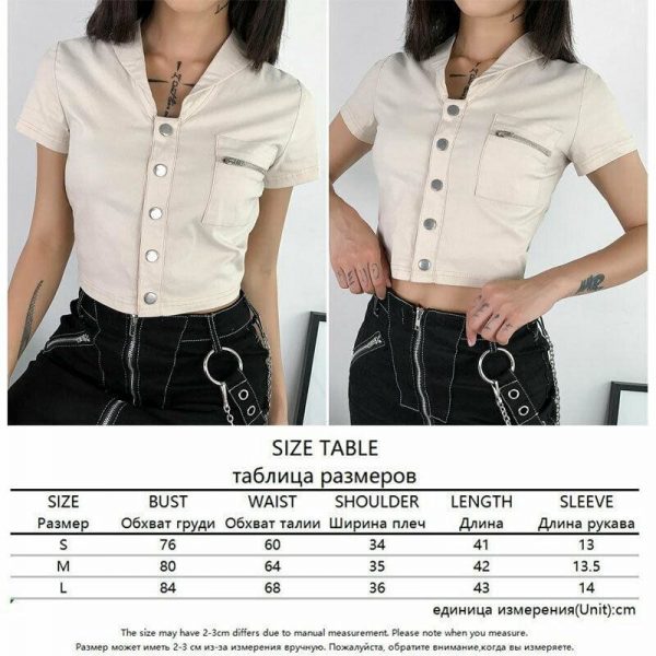 The Best Casual Tank Tops Vest Blouse Short Sleeve Solid Button Short Crop Shirt Online - Takalr