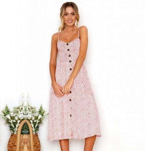 The Best Casual Vintage Women Summer Dress Backless Polka Dot Striped Floral Online - Source Silk