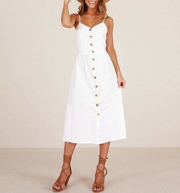 The Best Casual Vintage Women Summer Dress Backless Polka Dot Striped Floral Online - Source Silk