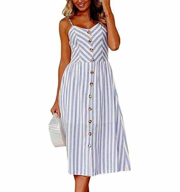 The Best Casual Vintage Women Summer Dress Backless Polka Dot Striped Floral Online - Source Silk