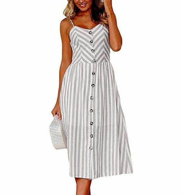 The Best Casual Vintage Women Summer Dress Backless Polka Dot Striped Floral Online - Source Silk