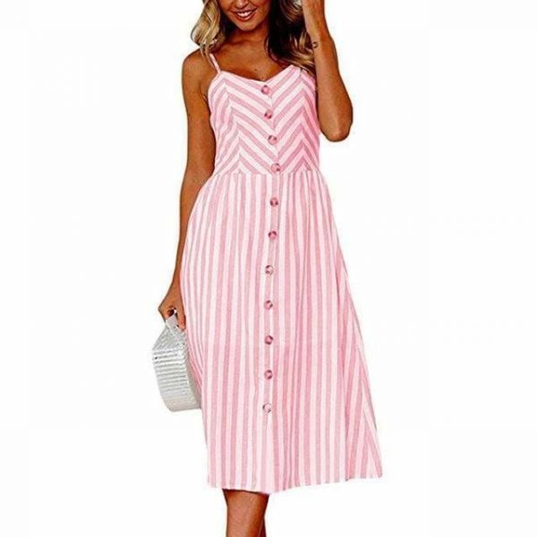 The Best Casual Vintage Women Summer Dress Backless Polka Dot Striped Floral Online - Source Silk