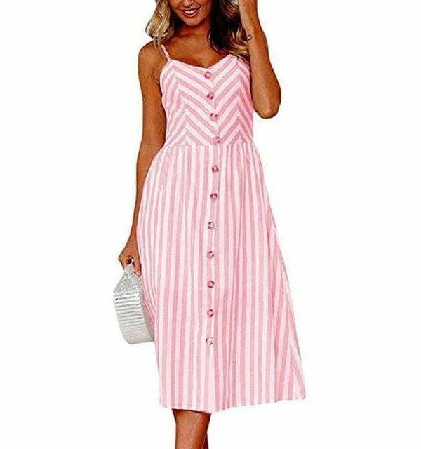 The Best Casual Vintage Women Summer Dress Backless Polka Dot Striped Floral Online - Source Silk