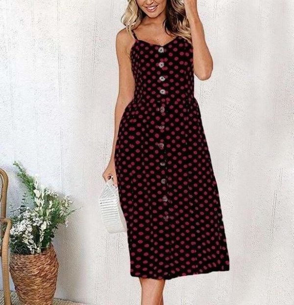 The Best Casual Vintage Women Summer Dress Backless Polka Dot Striped Floral Online - Source Silk