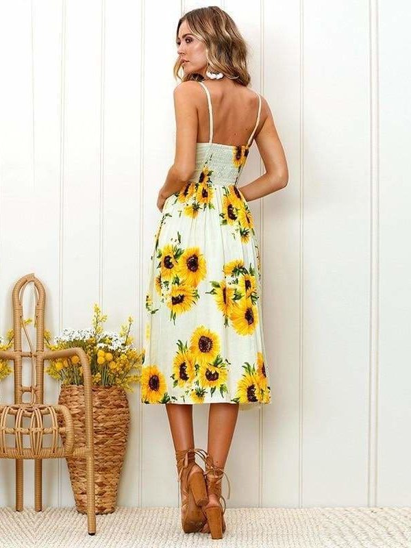 The Best Casual Vintage Women Summer Dress Backless Polka Dot Striped Floral Online - Source Silk