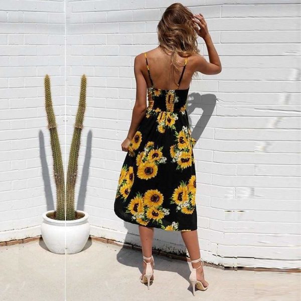 The Best Casual Vintage Women Summer Dress Backless Polka Dot Striped Floral Online - Source Silk