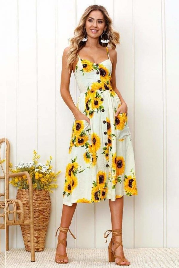 The Best Casual Vintage Women Summer Dress Backless Polka Dot Striped Floral Online - Source Silk