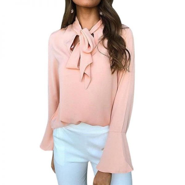 The Best Chiffon Blouses Women 2019 Autumn Fashion Long Sleeve V-neck  Blouse Online - Takalr