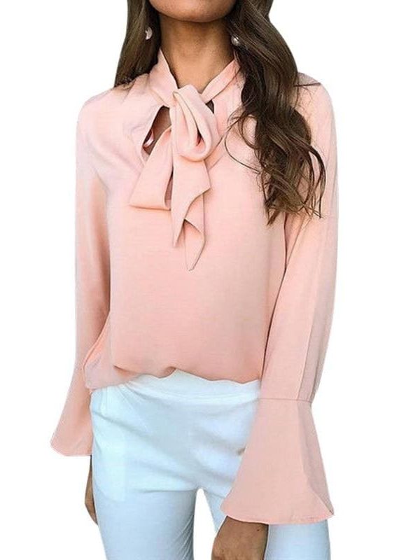 The Best Chiffon Blouses Women 2019 Autumn Fashion Long Sleeve V-neck  Blouse Online - Takalr