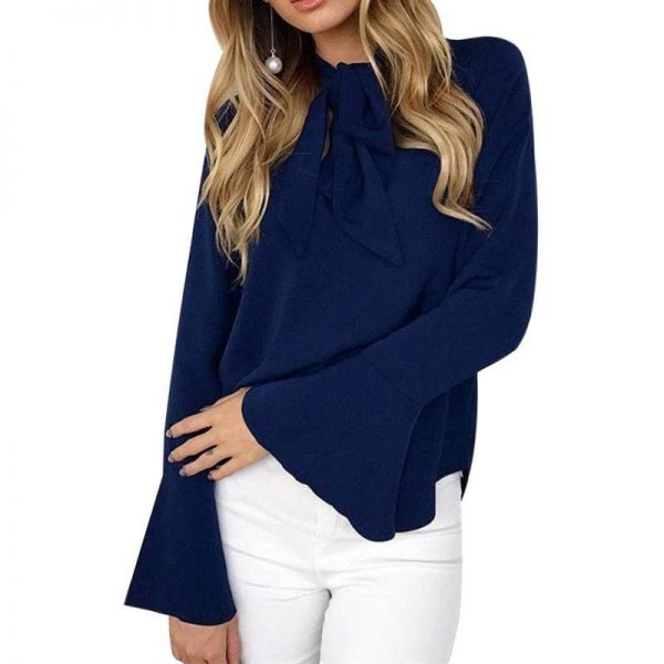 The Best Chiffon Blouses Women 2019 Autumn Fashion Long Sleeve V-neck  Blouse Online - Takalr