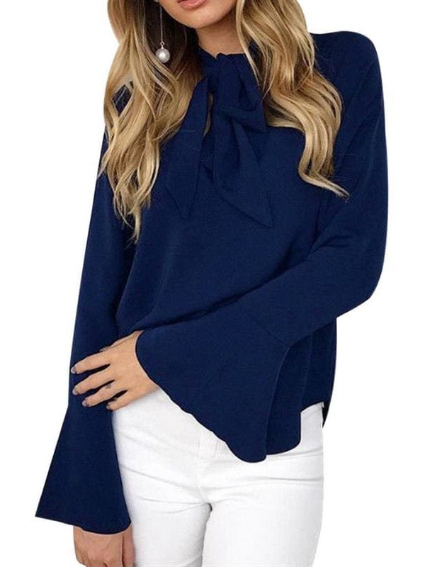 The Best Chiffon Blouses Women 2019 Autumn Fashion Long Sleeve V-neck  Blouse Online - Takalr