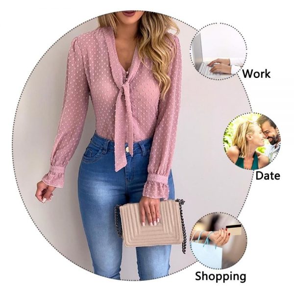 The Best Chiffon Blouses Women 2019 Autumn Fashion Long Sleeve V-neck  Blouse Online - Takalr