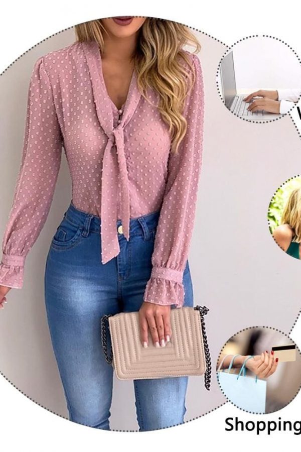 The Best Chiffon Blouses Women 2019 Autumn Fashion Long Sleeve V-neck  Blouse Online - Takalr