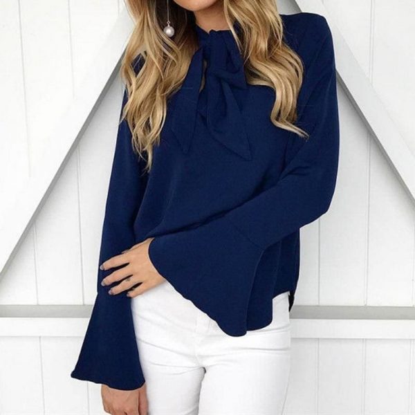 The Best Chiffon Blouses Women 2019 Autumn Fashion Long Sleeve V-neck  Blouse Online - Takalr