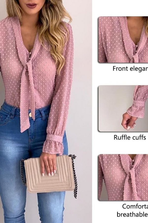 The Best Chiffon Blouses Women 2019 Autumn Fashion Long Sleeve V-neck  Blouse Online - Takalr