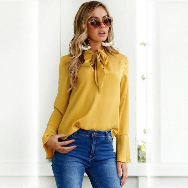 The Best Chiffon Blouses Women 2019 Autumn Fashion Long Sleeve V-neck  Blouse Online - Takalr