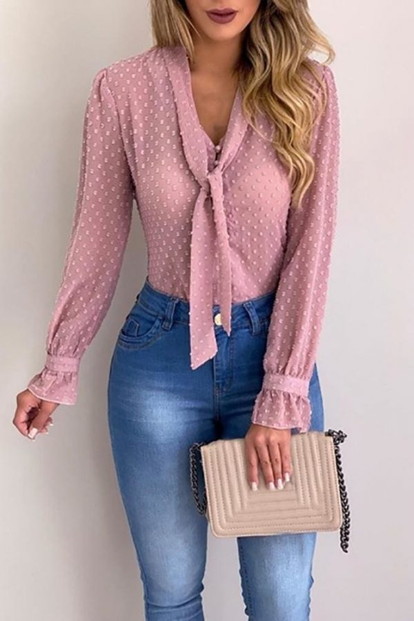 The Best Chiffon Blouses Women 2019 Autumn Fashion Long Sleeve V-neck  Blouse Online - Takalr