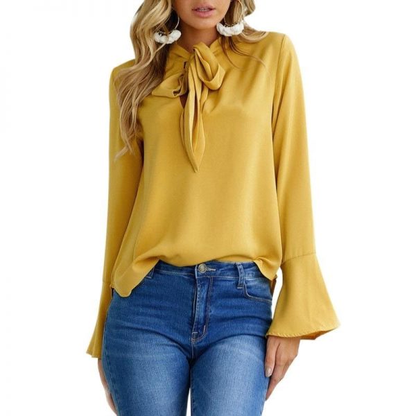 The Best Chiffon Blouses Women 2019 Autumn Fashion Long Sleeve V-neck  Blouse Online - Takalr