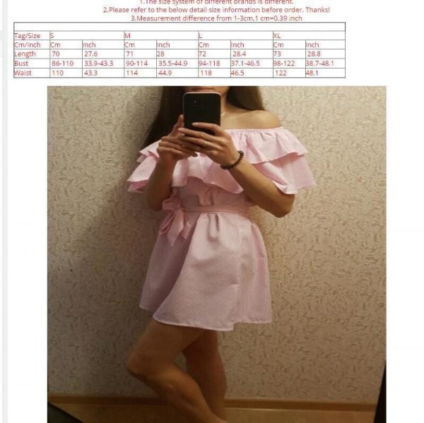 The Best Cloth Striped Sashes Summer Dress Ruffle Collar Bandage Casual Dresses Online - Source Silk