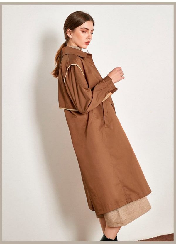 The Best Cotton British Style Casual Style Long Trench Coat Ladies Jacket Online - Takalr