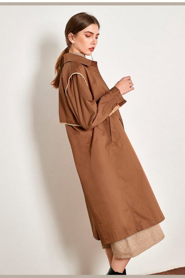 The Best Cotton British Style Casual Style Long Trench Coat Ladies Jacket Online - Takalr