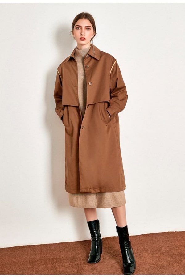 The Best Cotton British Style Casual Style Long Trench Coat Ladies Jacket Online - Takalr