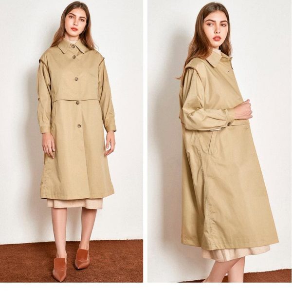 The Best Cotton British Style Casual Style Long Trench Coat Ladies Jacket Online - Takalr