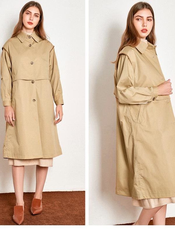 The Best Cotton British Style Casual Style Long Trench Coat Ladies Jacket Online - Takalr