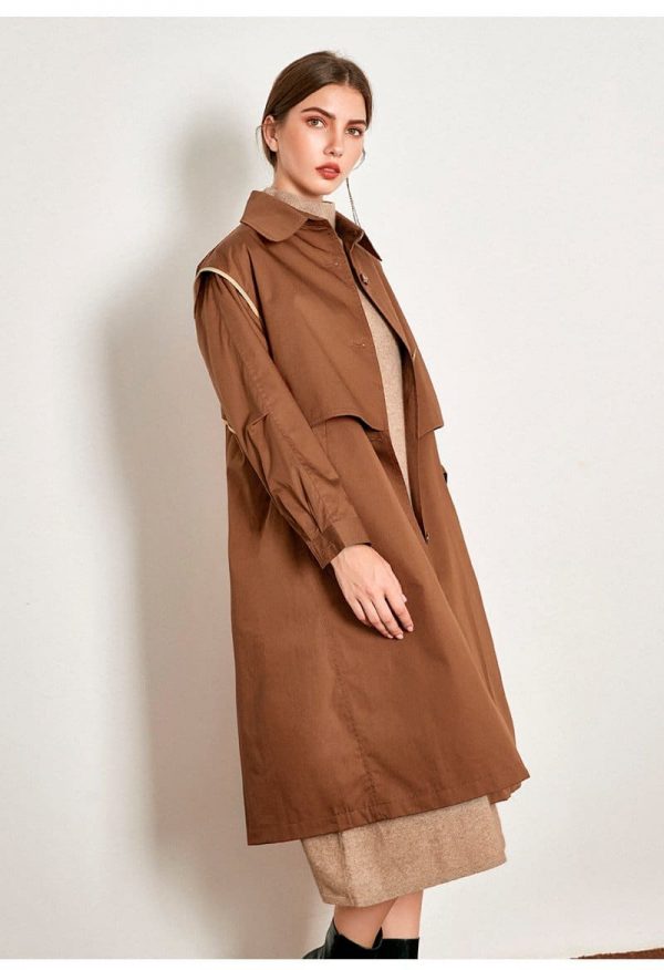 The Best Cotton British Style Casual Style Long Trench Coat Ladies Jacket Online - Takalr