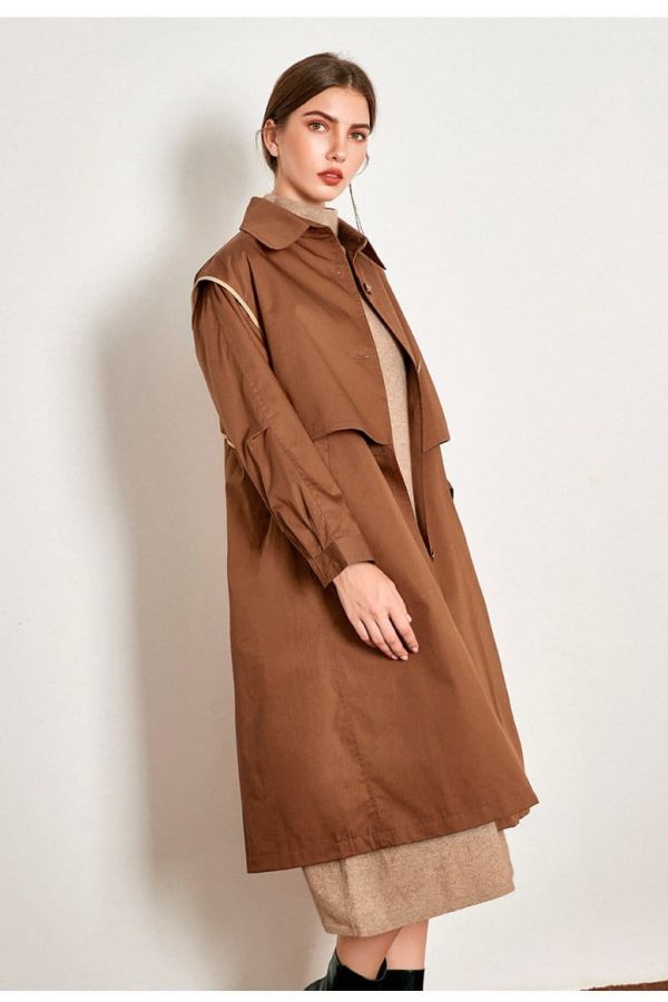 The Best Cotton British Style Casual Style Long Trench Coat Ladies Jacket Online - Takalr