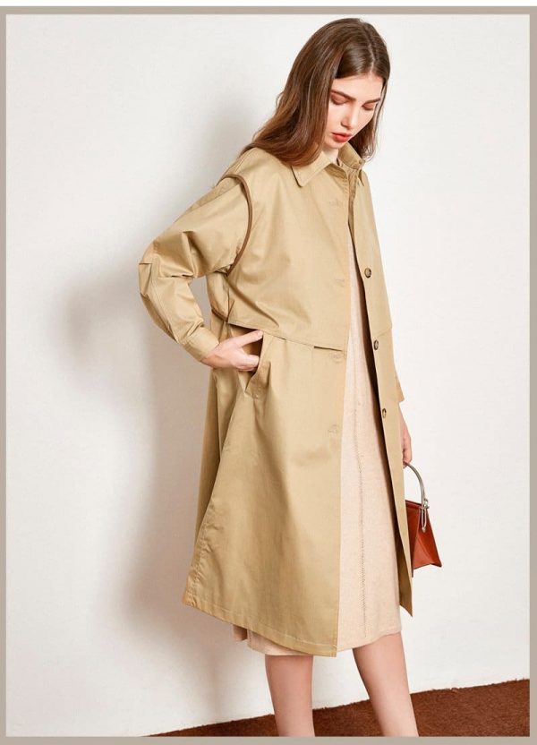 The Best Cotton British Style Casual Style Long Trench Coat Ladies Jacket Online - Takalr