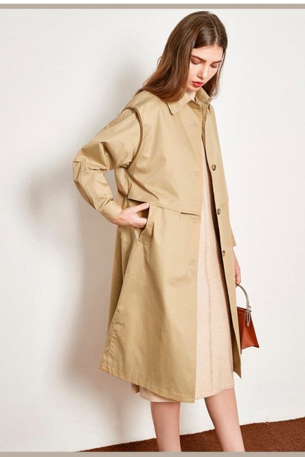 The Best Cotton British Style Casual Style Long Trench Coat Ladies Jacket Online - Takalr