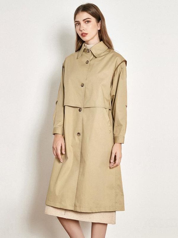 The Best Cotton British Style Casual Style Long Trench Coat Ladies Jacket Online - Takalr