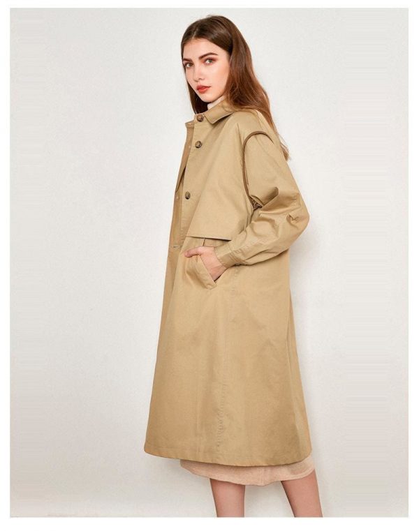 The Best Cotton British Style Casual Style Long Trench Coat Ladies Jacket Online - Takalr