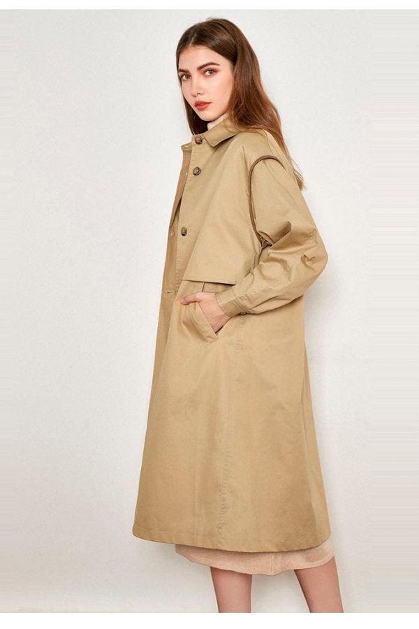 The Best Cotton British Style Casual Style Long Trench Coat Ladies Jacket Online - Takalr