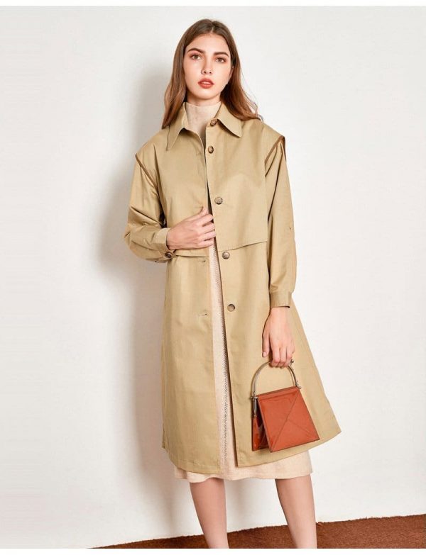 The Best Cotton British Style Casual Style Long Trench Coat Ladies Jacket Online - Takalr